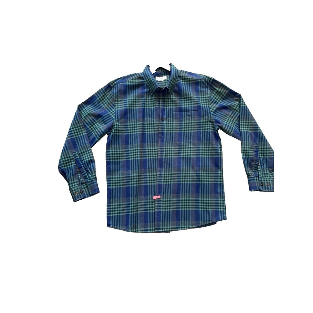 ORVIS Country Dress Shirt Classic Fit Plaid Big Button Long Sleeve Mens Medium